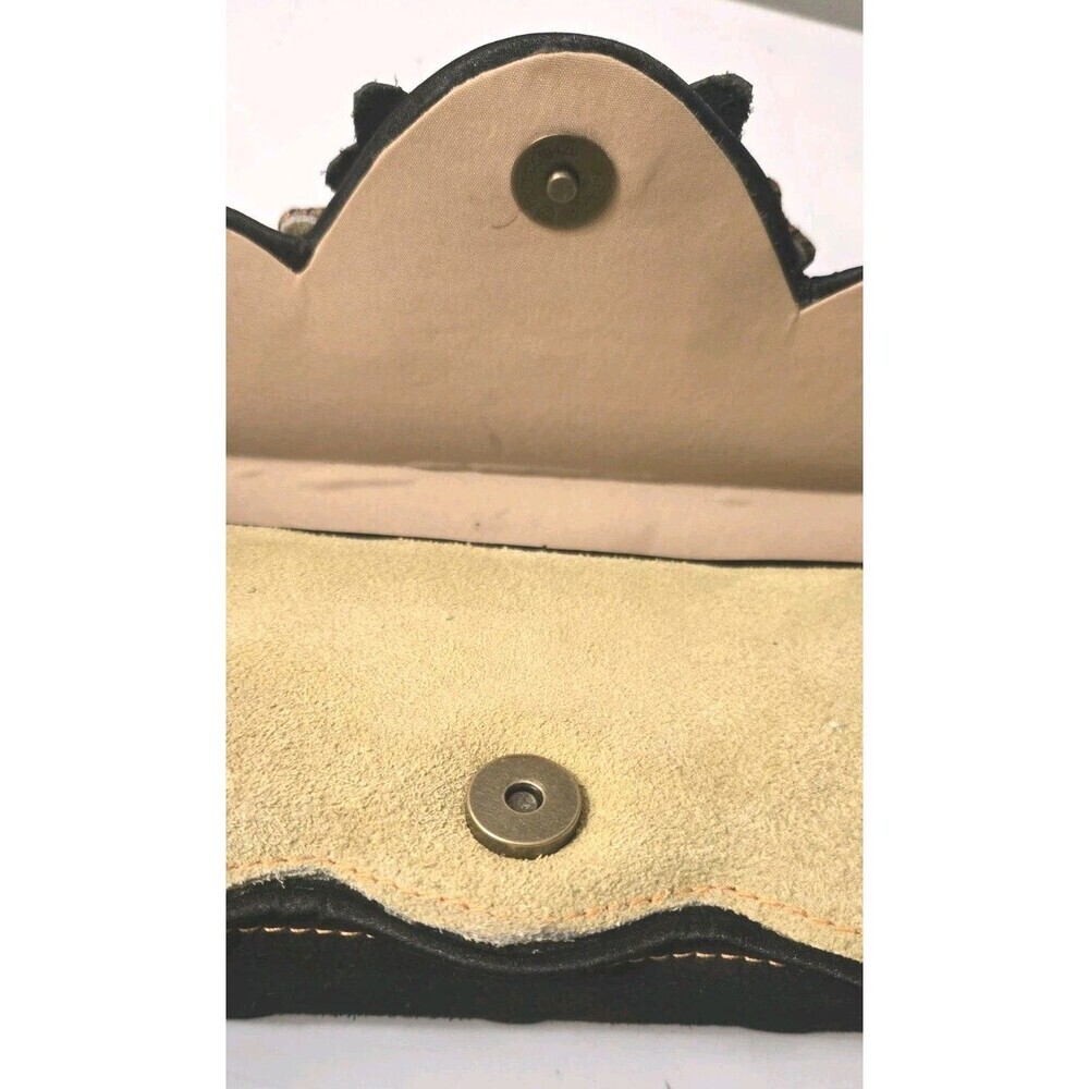 Vintage Mary Frances Suede Bag Clutch Chartreuse Brown Floral Beaded Checkered - Picture 11 of 14